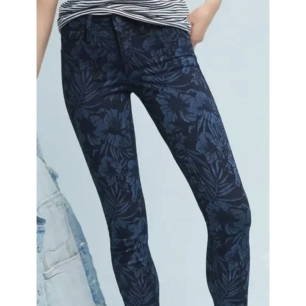 Anthropologie Level‎ 99 Janice Floral Print Jamaica Mid Rise Skinny Jeans 27
